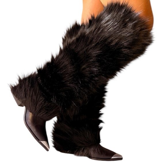 Shoes - Women's Black Faux Fur Boots
